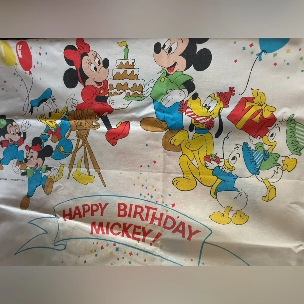 Vintage Mickey Mouse pillowcase. Circa 1970.